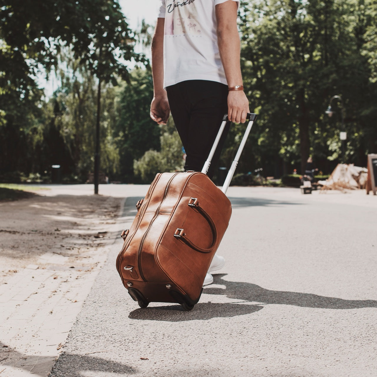 Valise Trolley en Cuir Cognac Jayven