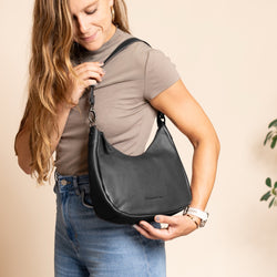 Sac Bandoulière en Cuir Noir Alexandria