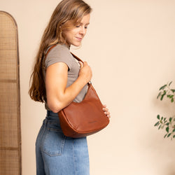 Sac Bandoulière en Cuir Cognac Alexandria