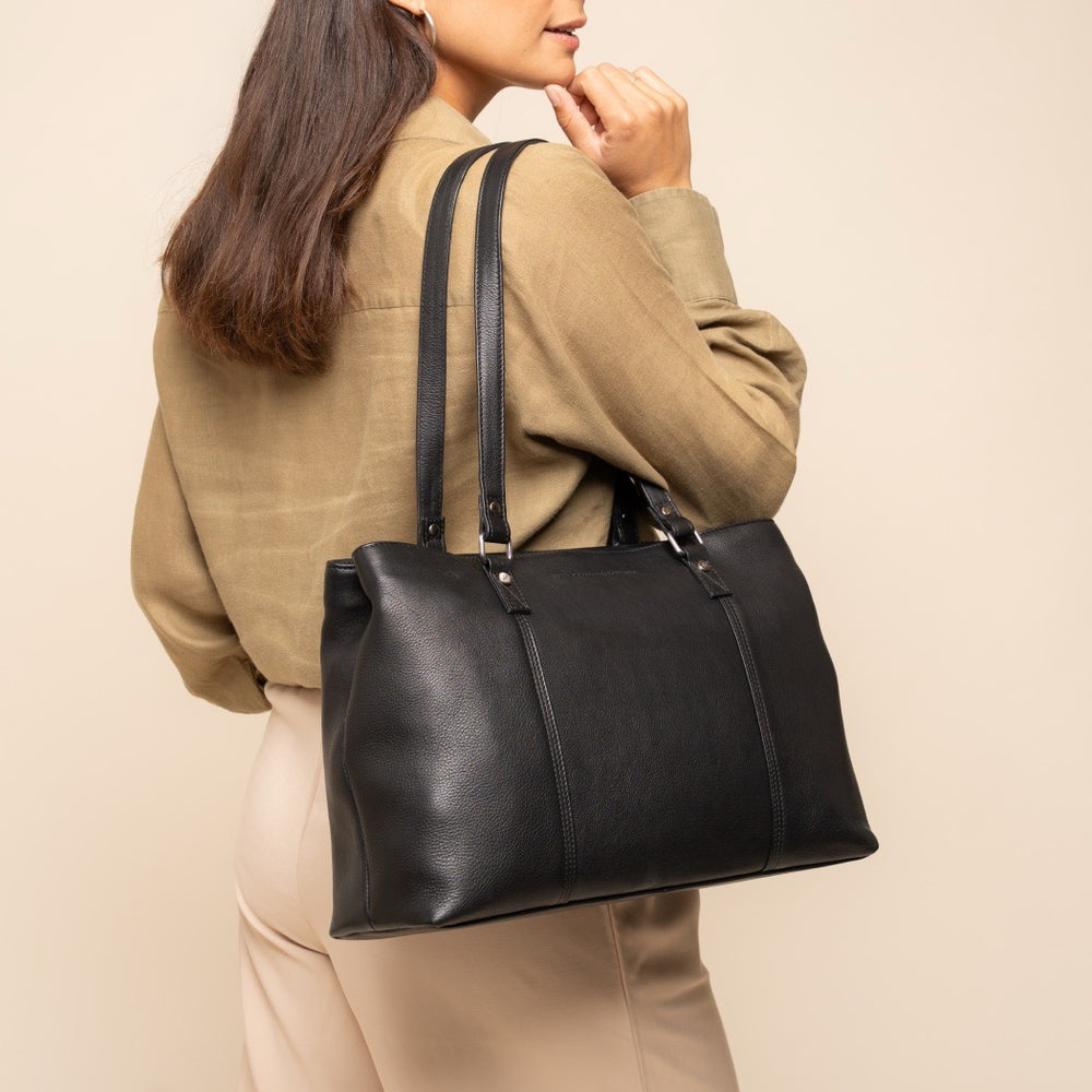 Sac Cabas en Cuir Noir Alverino
