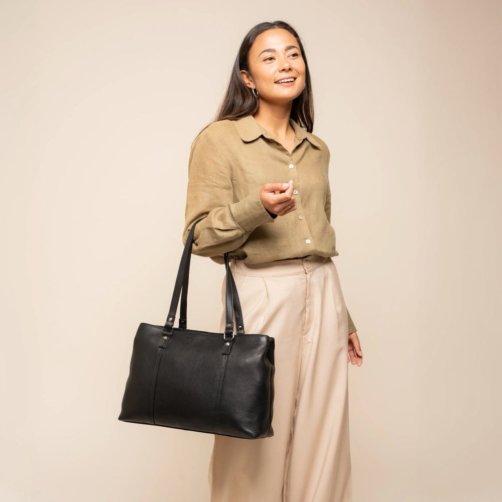 Sac Cabas en Cuir Noir Alverino