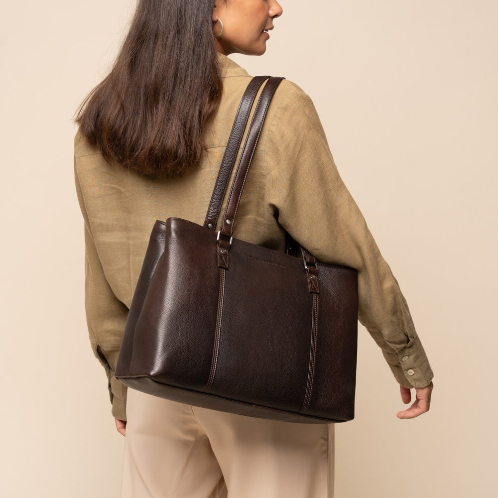 Sac Cabas en Cuir Marron Alverino