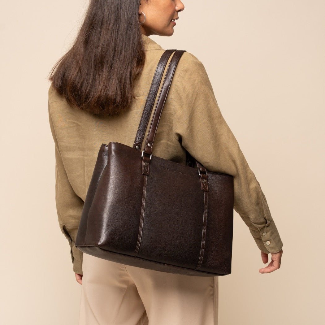 Leder Shopper Braun Alverino
