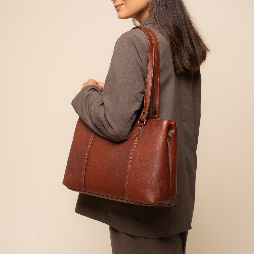Sac Cabas en Cuir Cognac Alverino