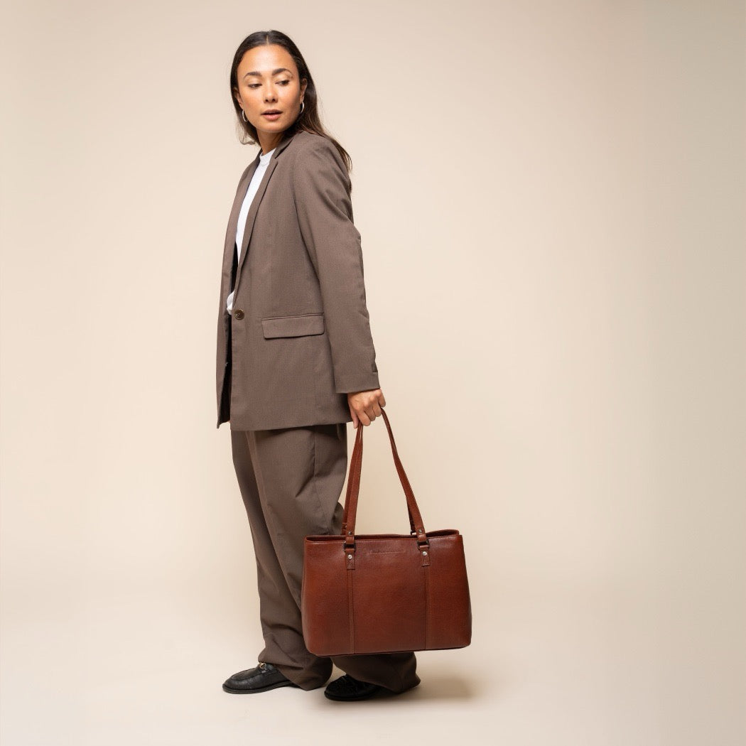 Sac Cabas en Cuir Cognac Alverino