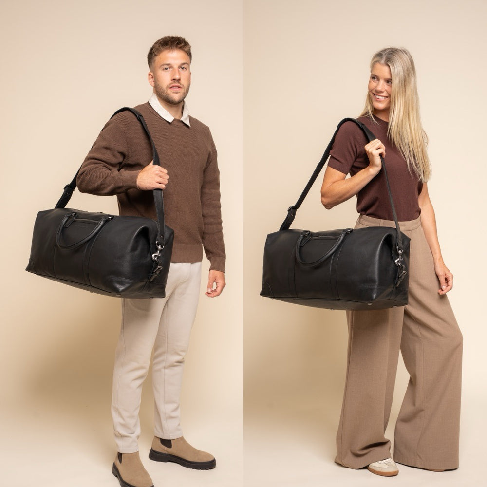 Sac Week-end en Cuir Noir Amaris