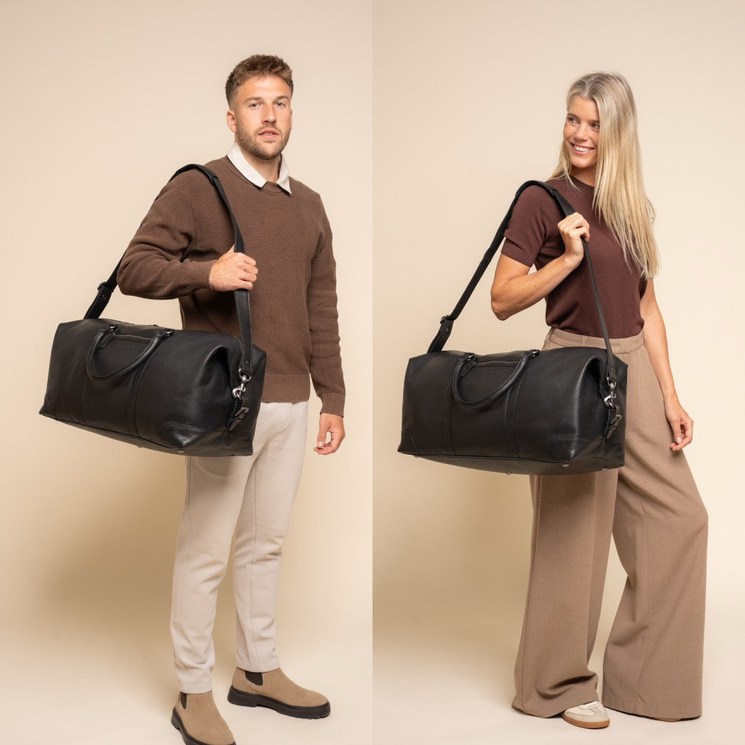 Leder Weekender Schwarz Amaris