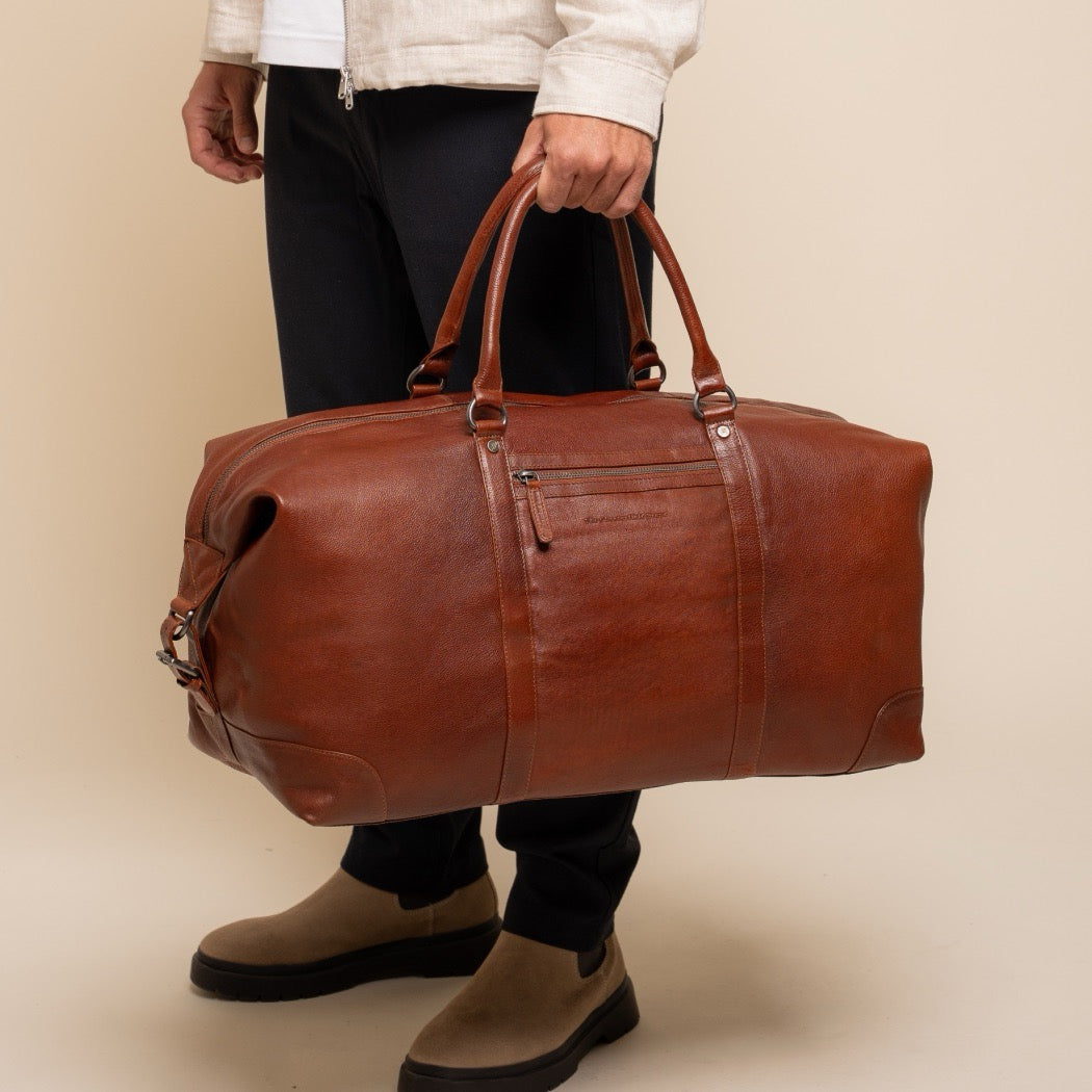 Leren Weekendtas Cognac Amaris