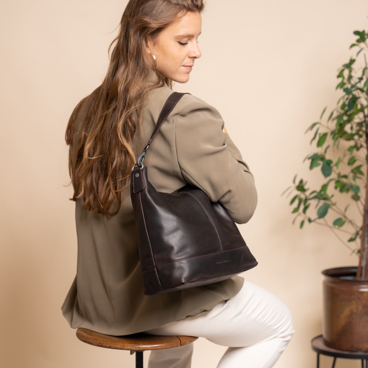 Leren Schoudertas Bruin Amelia