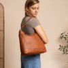 Leren Schoudertas Cognac Amelia
