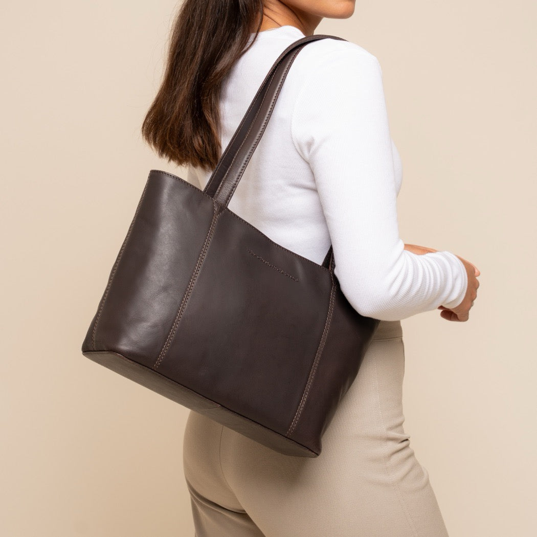 Sac Cabas en Cuir Marron Anira