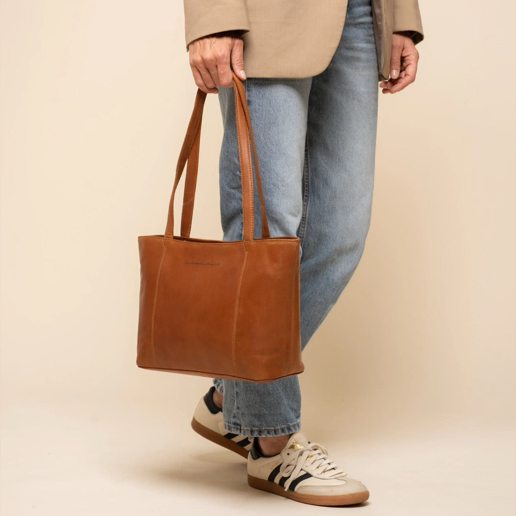 Leather Tote Bag Cognac Anira