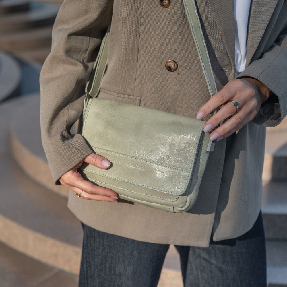 Leather Crossbody Bag Ocean Green Ann