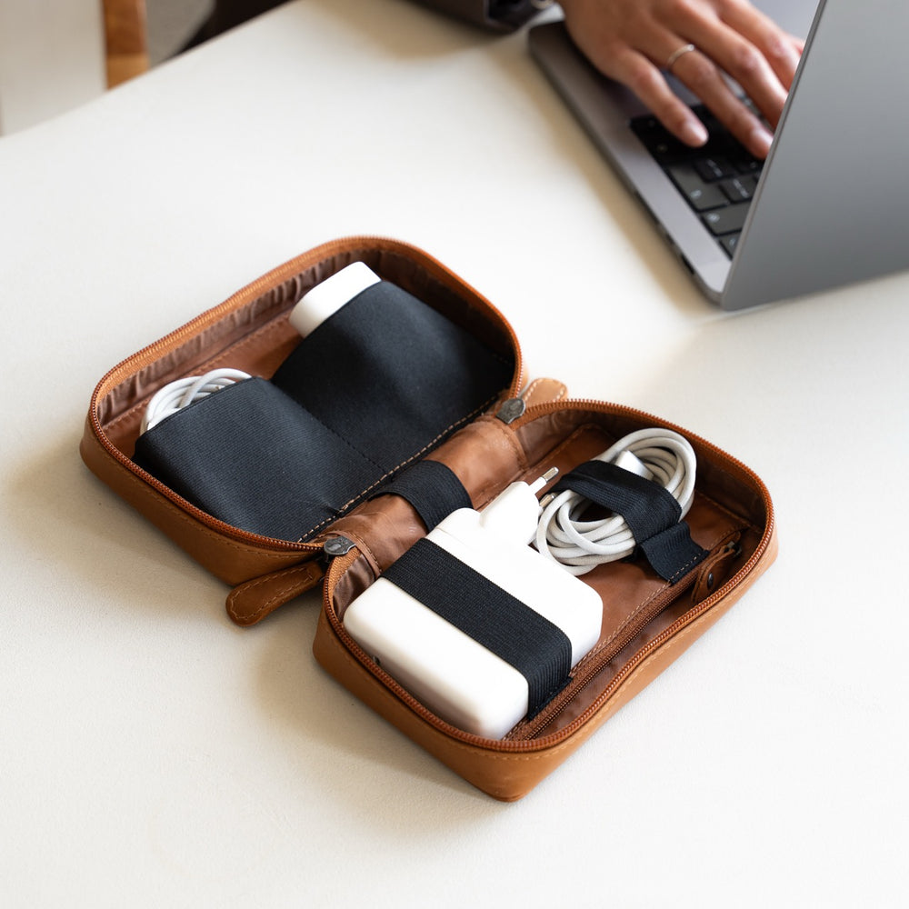 Leder Tech-Organizer Cognac Ardan