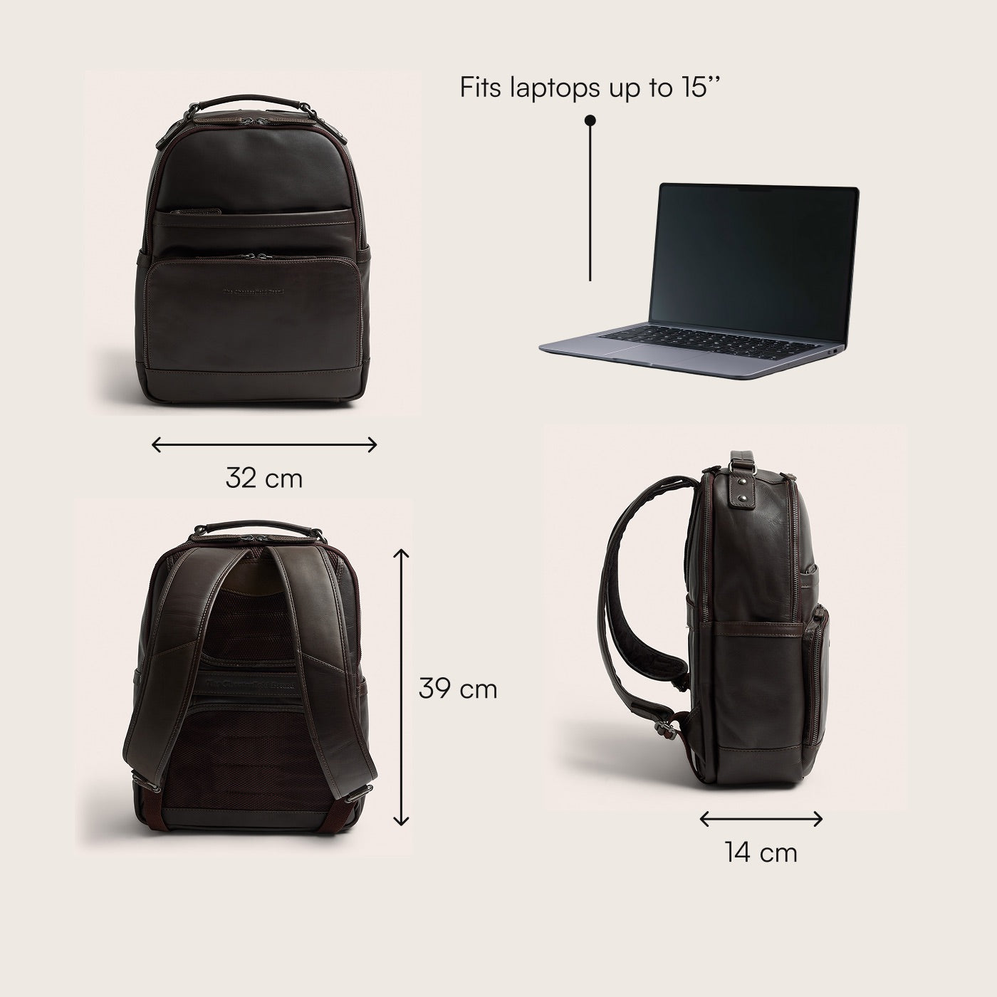 Leather Laptop Backpack Brown Austin