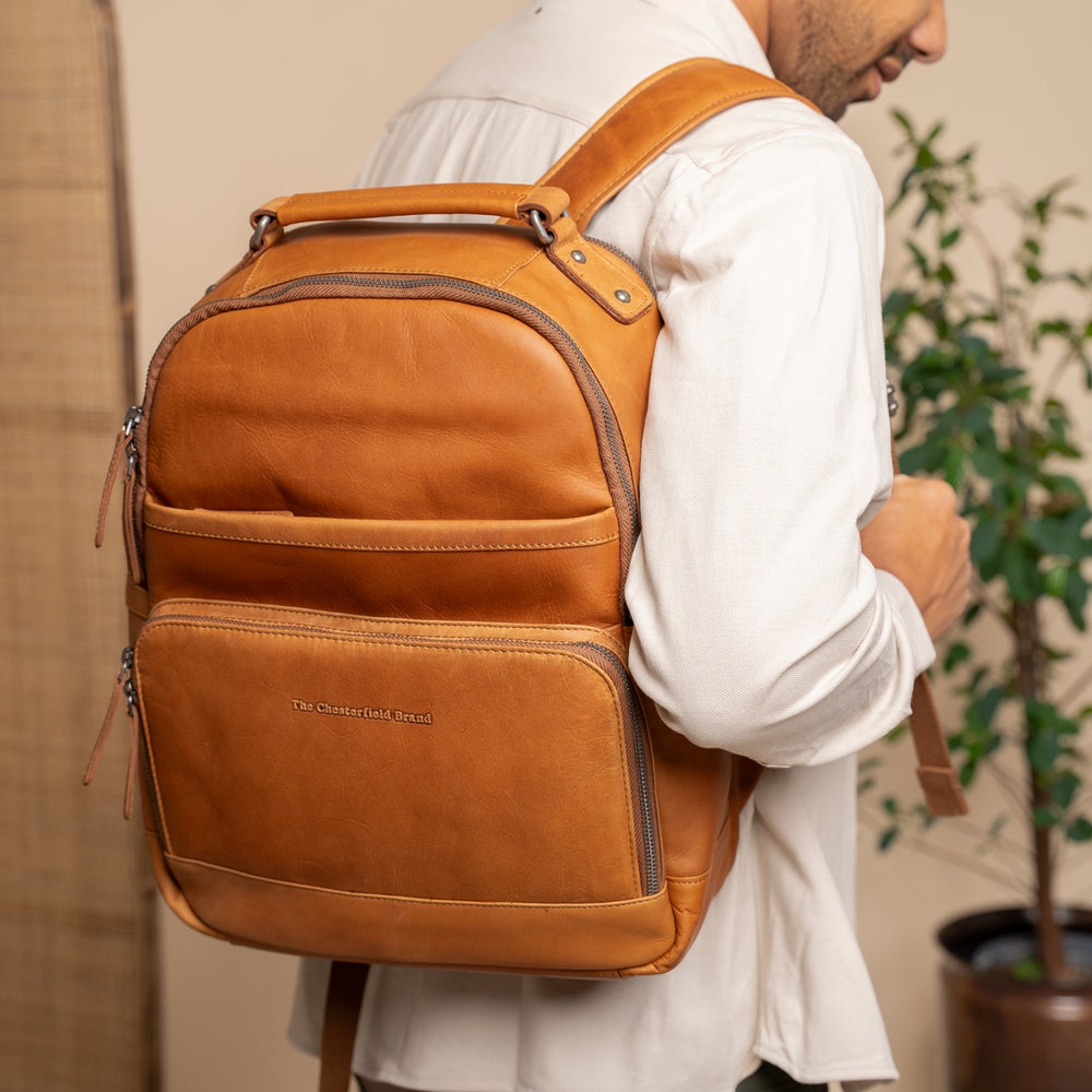 Leather Laptop Backpack Cognac Austin