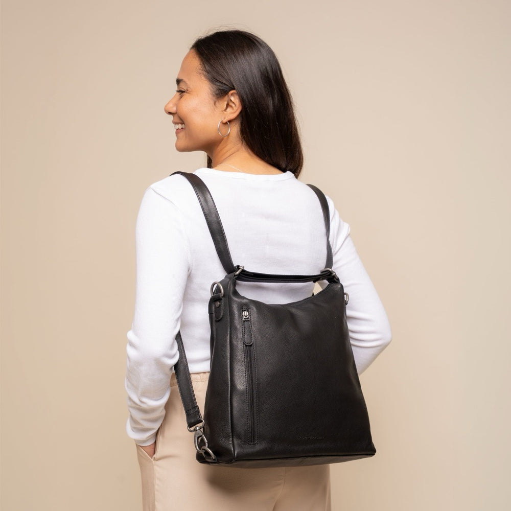 Sac Porté Épaule en Cuir Noir Azura