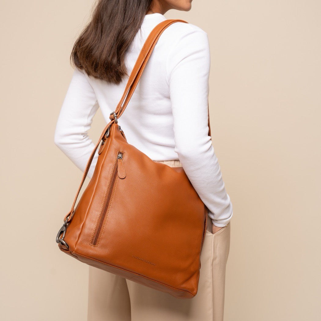 Sac Porté Épaule en Cuir Cognac Azura