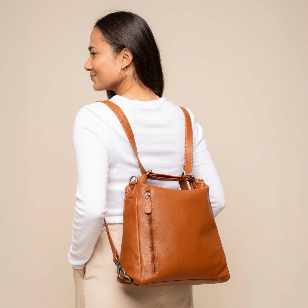 Sac Porté Épaule en Cuir Cognac Azura