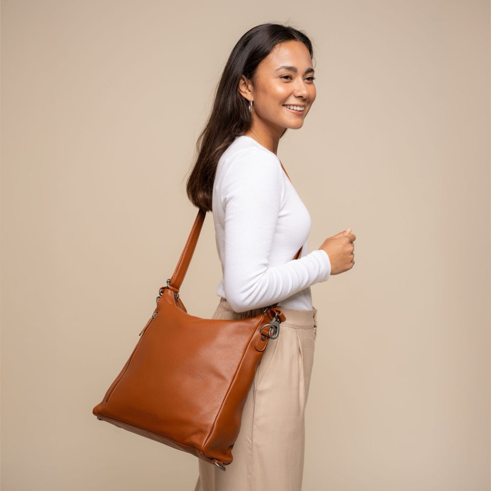 Sac Porté Épaule en Cuir Cognac Azura