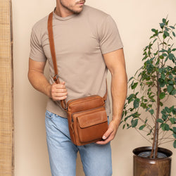 Sac Bandoulière en Cuir Cognac Bath