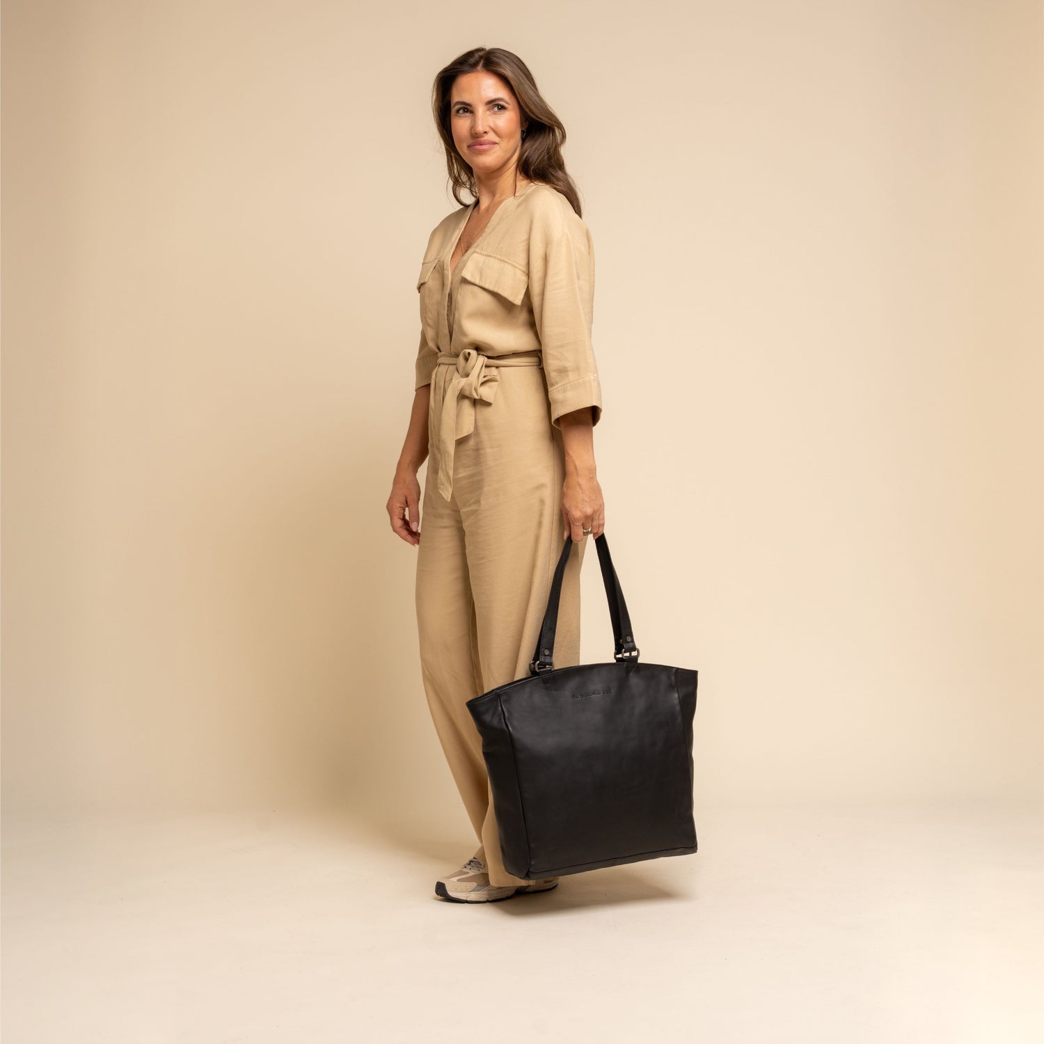 Leather Tote Bag Black Berlin