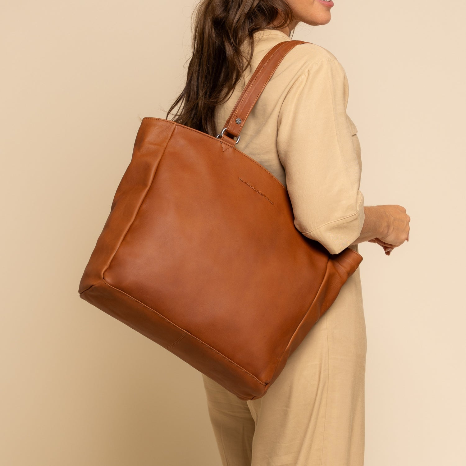 Leather Tote Bag Cognac Berlin