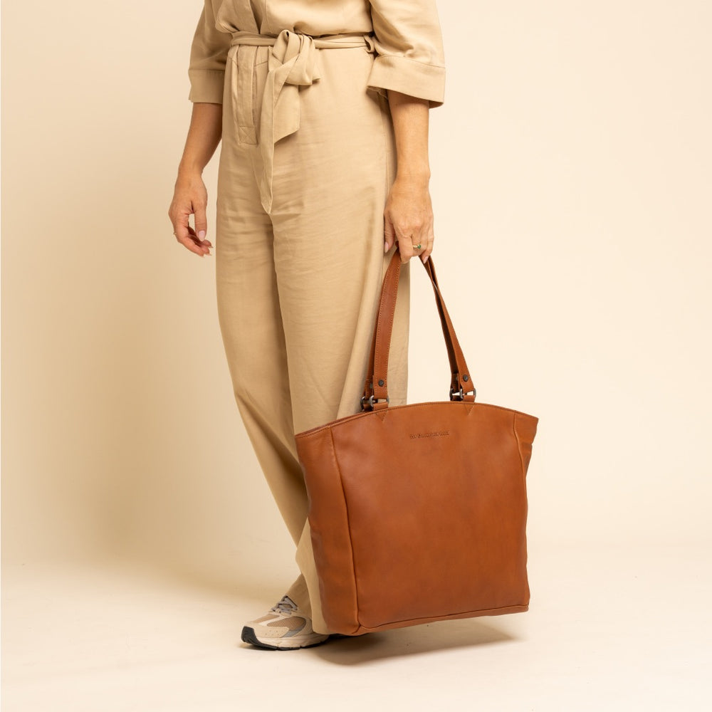 Leather Tote Bag Cognac Berlin