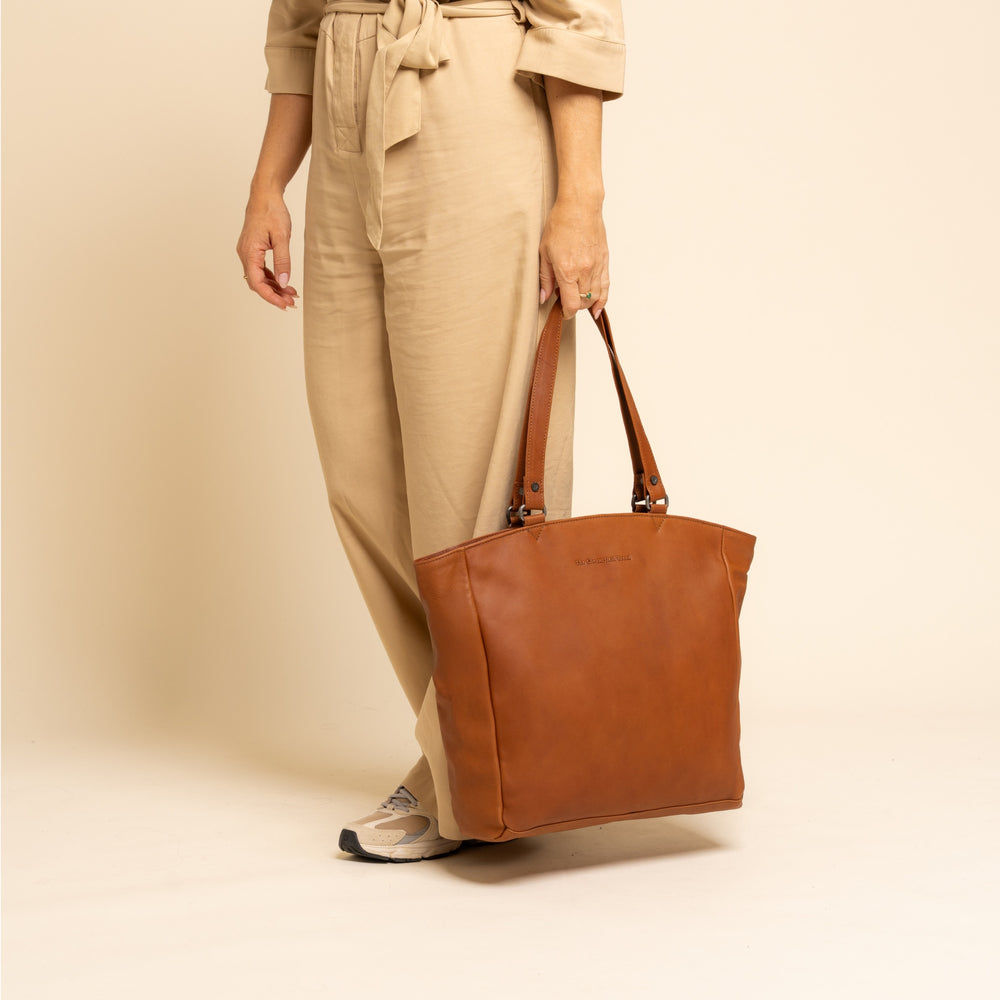 Leather Tote Bag Cognac Berlin
