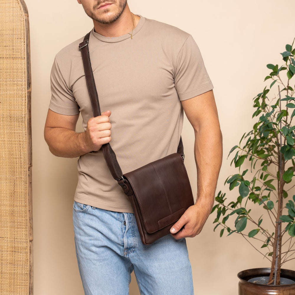 Leder Umhängetasche Braun Bodin