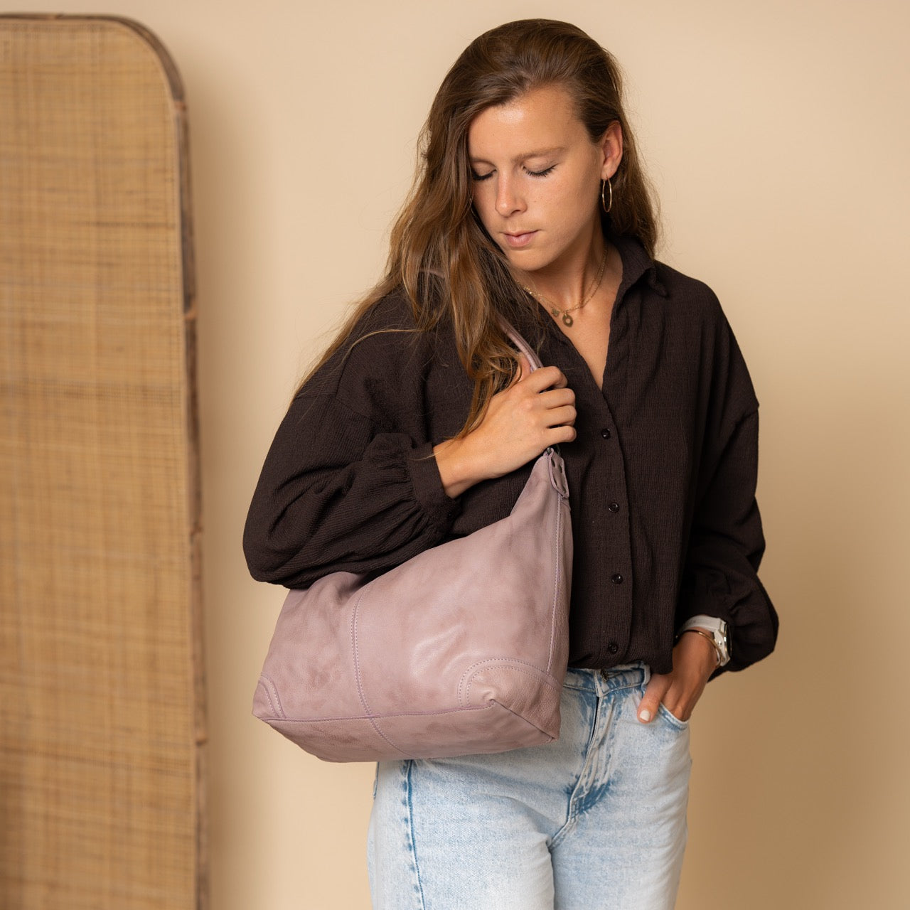 lavender shoulder bag