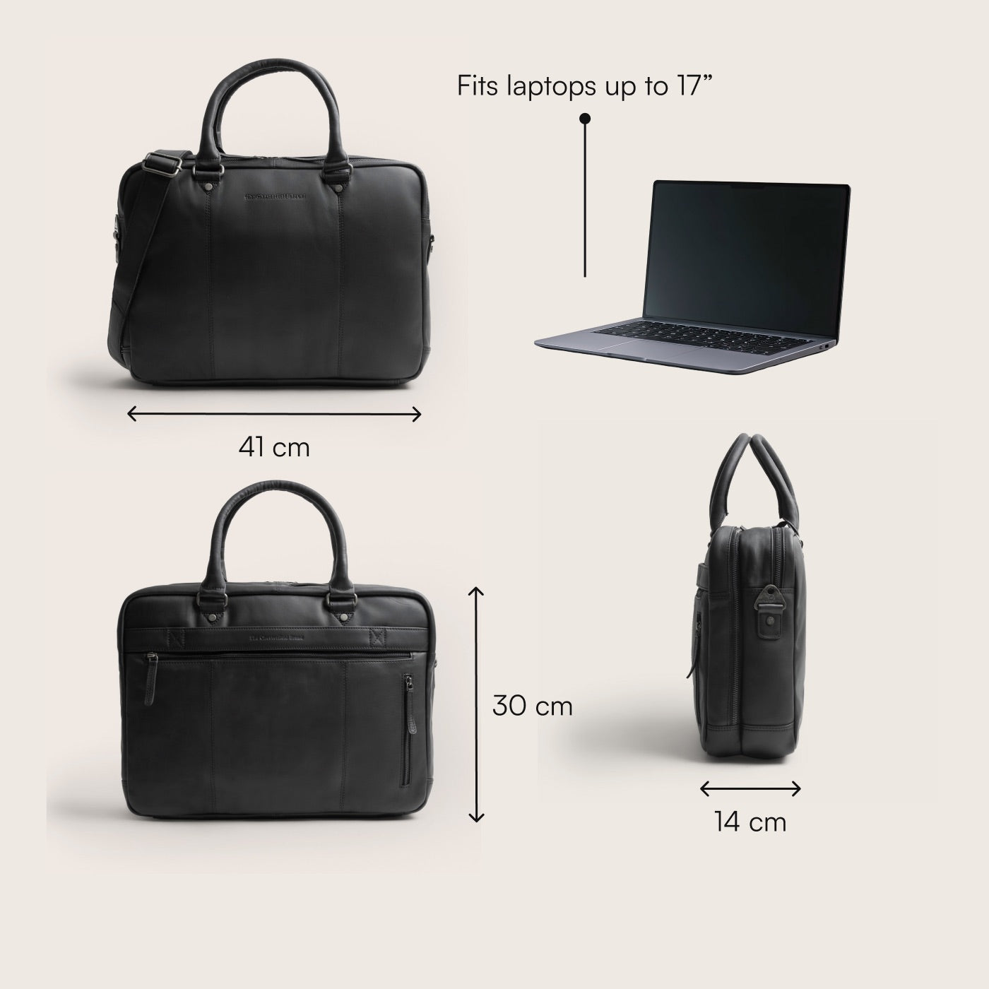 Leren Laptoptas Zwart Boston