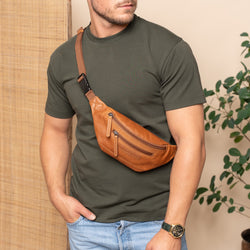 Leather Waist Pack Cognac Brana