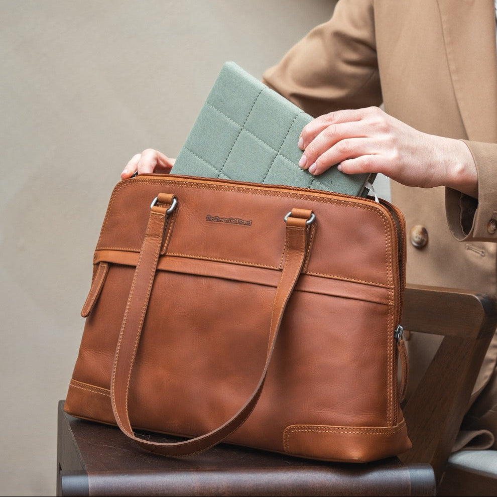 Leren Schoudertas Cognac Branson