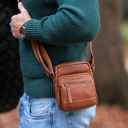Leder Umhängetasche Cognac Bremen
