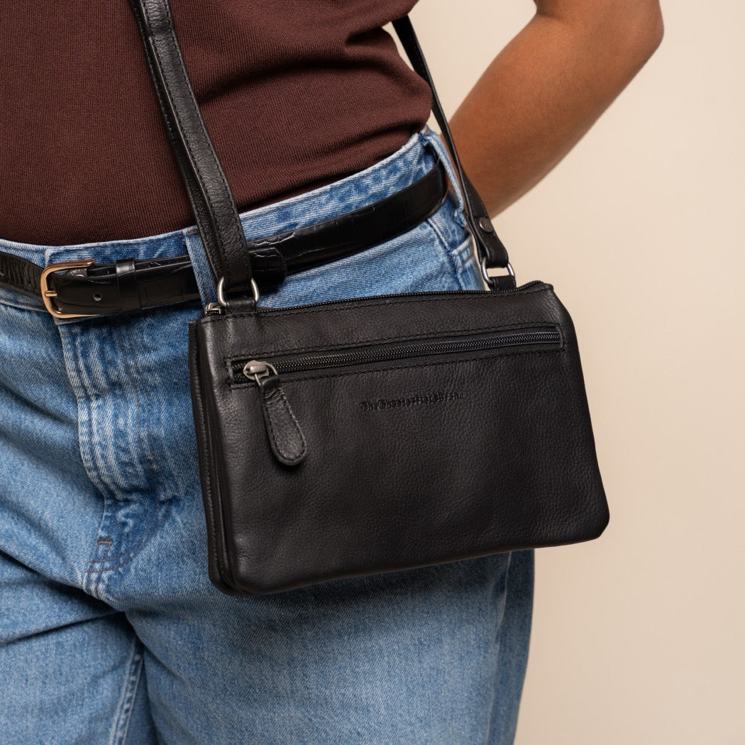 Sac Bandoulière en Cuir Noir Brisa