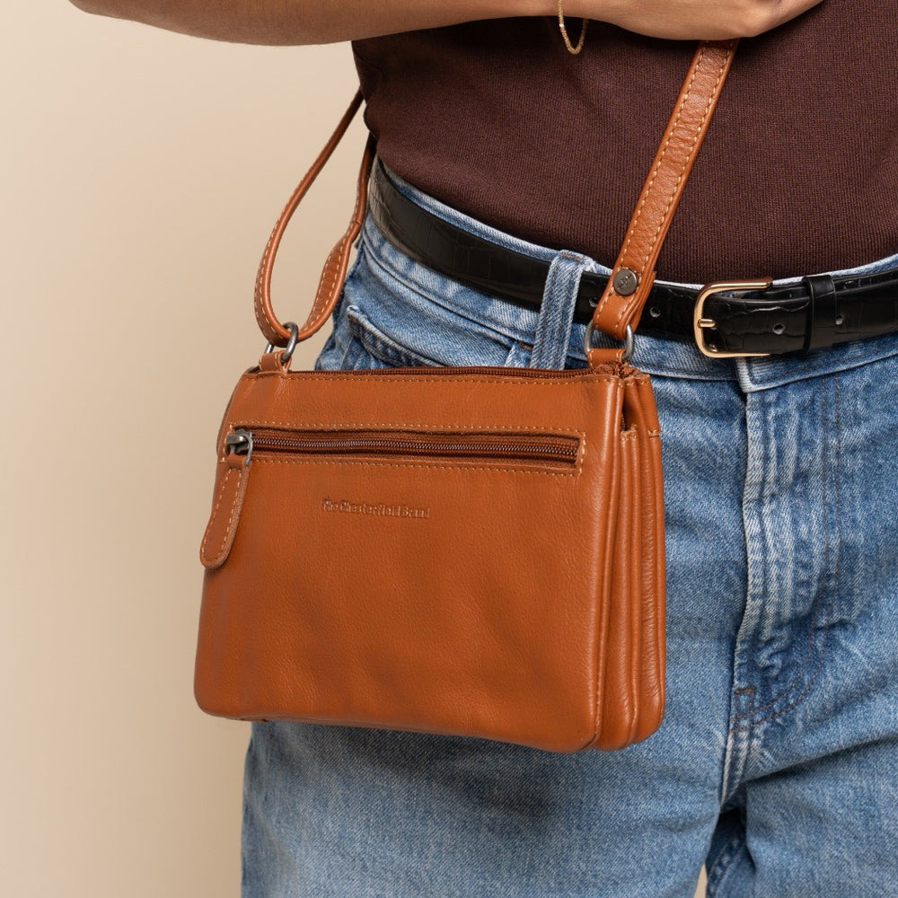 Sac Bandoulière en Cuir Cognac Brisa