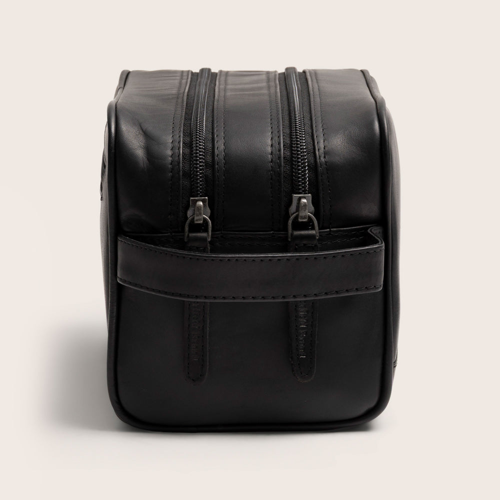 Leather Toiletry Bag Black Stacey, side view