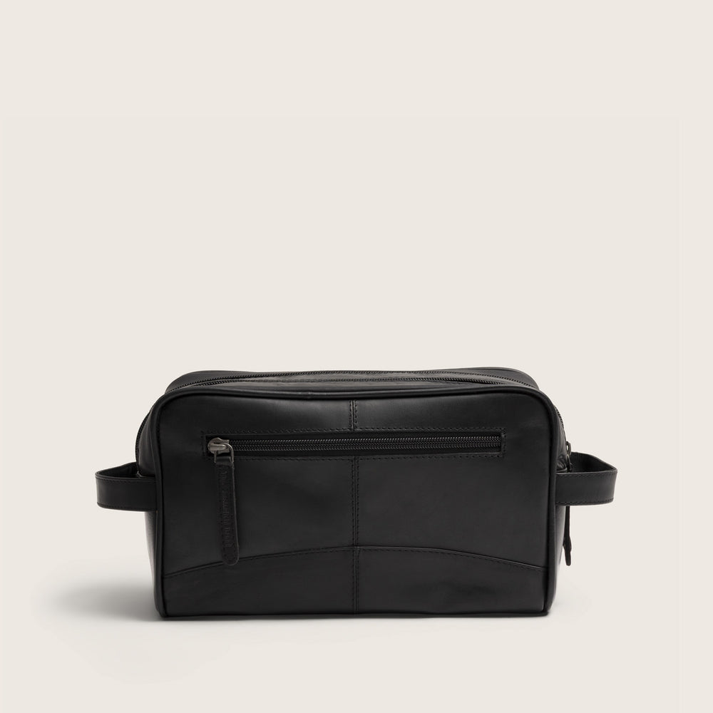 Leather Toiletry Bag Black Stacey, back view