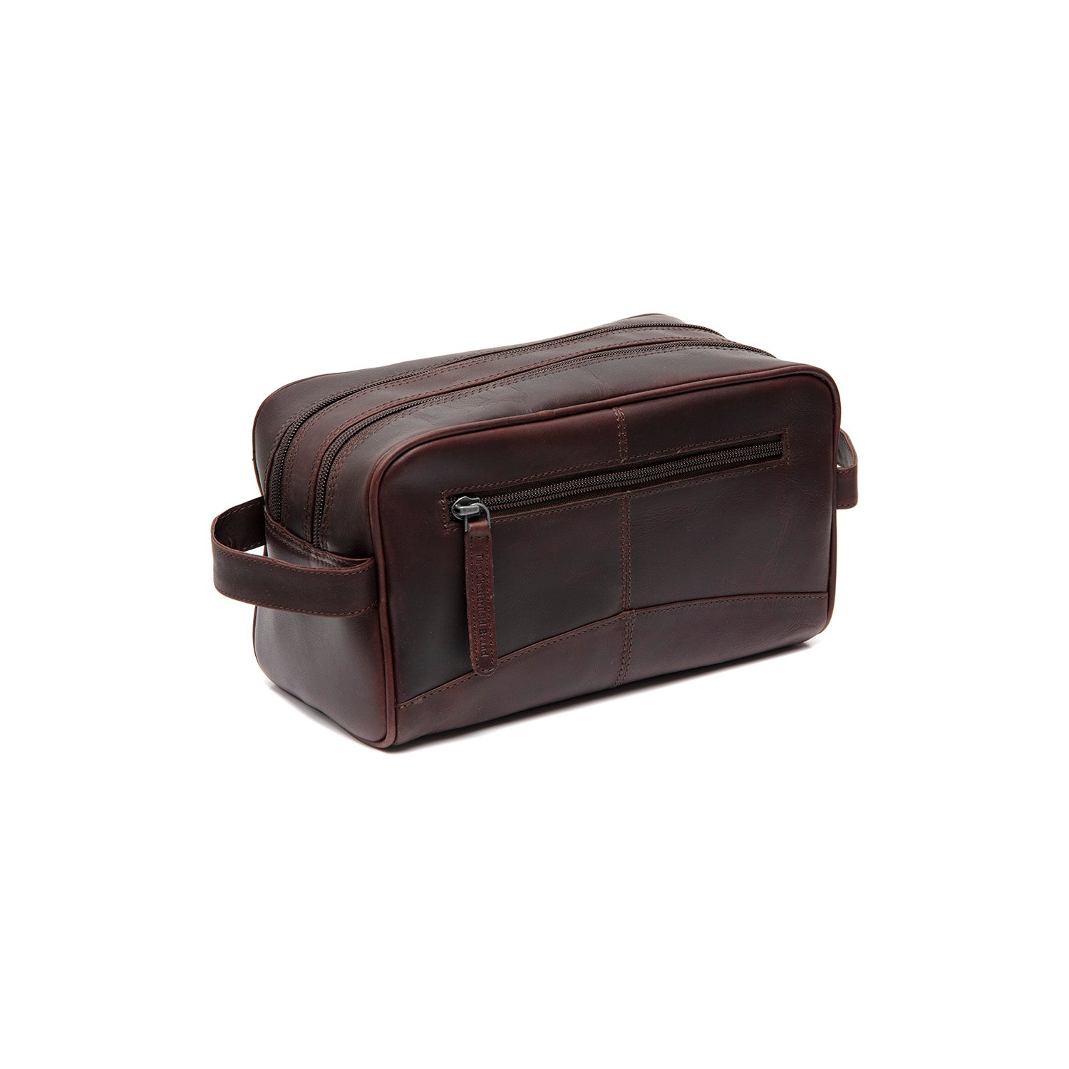Leder Kulturtasche Braun Stacey, schräge Rückansicht