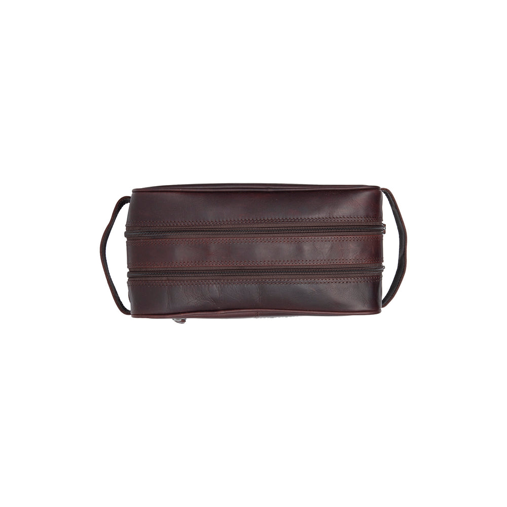 Trousse de Toilette en Cuir Marron Stacey