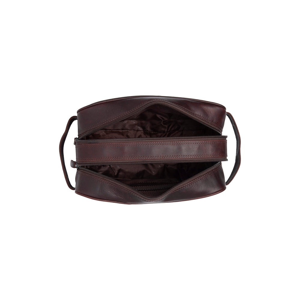 Trousse de Toilette en Cuir Marron Stacey