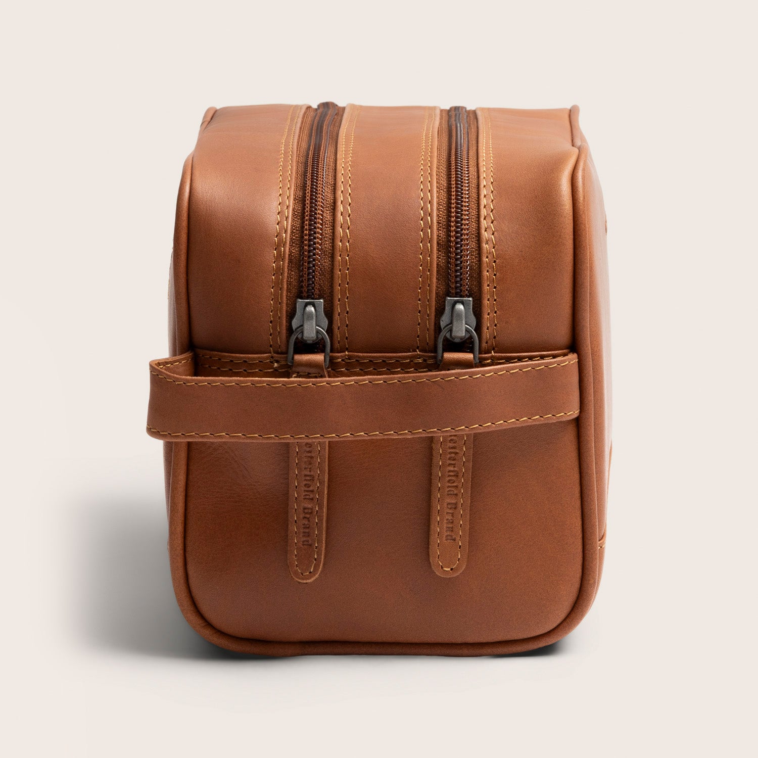 Leder Kulturtasche Cognac Stacey, Seitenansicht