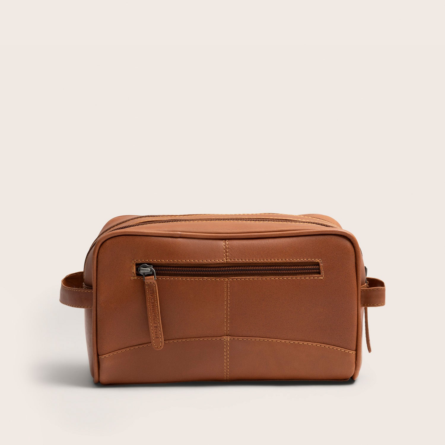 Leder Kulturtasche Cognac Stacey, Rückansicht