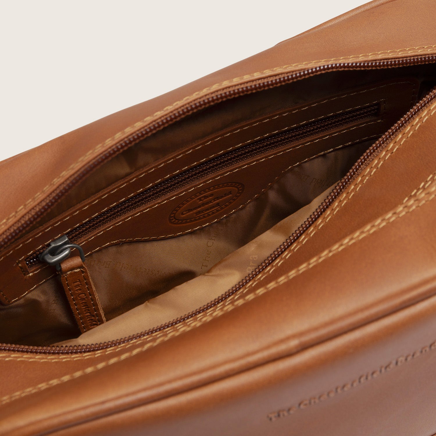Leder Kulturtasche Cognac Stacey, Innenansicht
