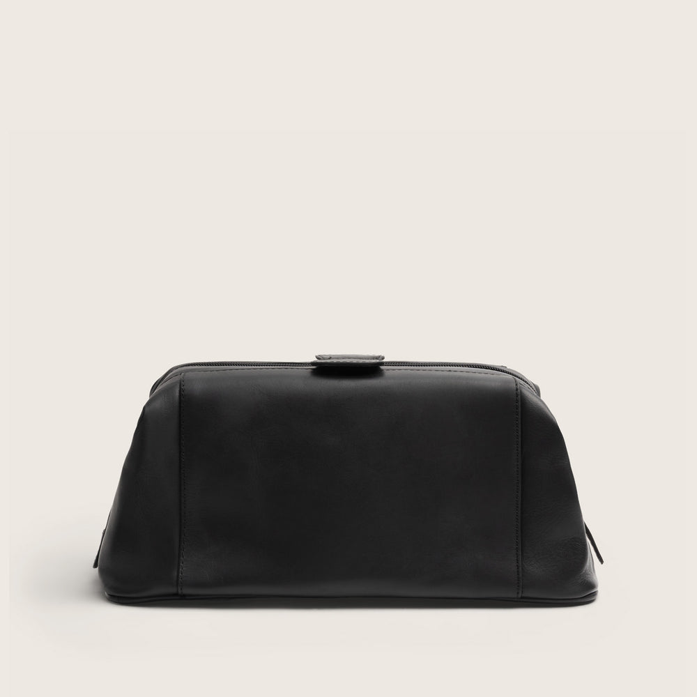 Trousse de Toilette en Cuir Noir Vince, vue de dos