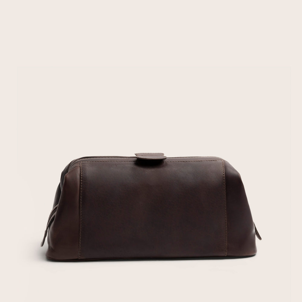 Trousse de Toilette en Cuir Marron Vince, vue de dos