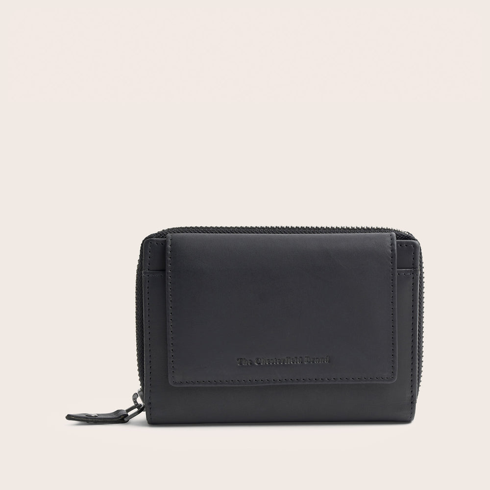 Leather Wallet Black Ascot, front view