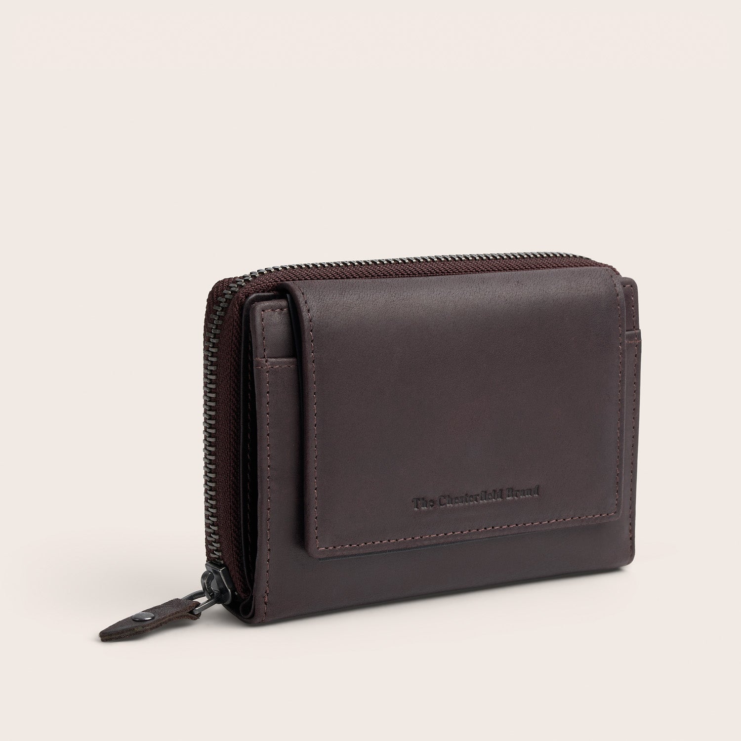 The Chesterfield Brand Leather Wallet Brown Ascot, front view at an angle