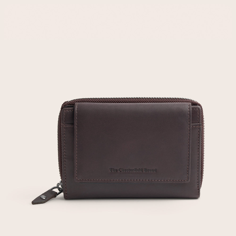 Leder Geldbörse Braun Ascot, Vorderansicht